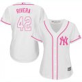 Wholesale Cheap Yankees #42 Mariano Rivera White/Pink Fashion Women's Stitched MLB Jersey