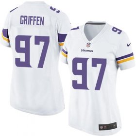 Wholesale Cheap Nike Vikings #97 Everson Griffen White Women\'s Stitched NFL Elite Jersey