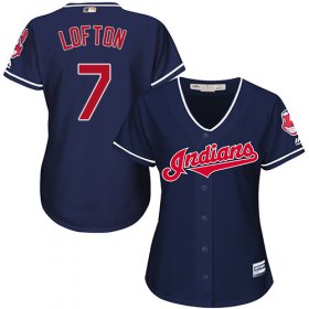 Wholesale Cheap Indians #7 Kenny Lofton Navy Blue Alternate Women\'s Stitched MLB Jersey