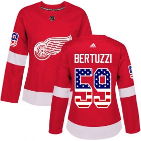 Wholesale Cheap Adidas Red Wings #59 Tyler Bertuzzi Red Home Authentic USA Flag Women\'s Stitched NHL Jersey