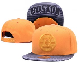 Wholesale Cheap NHL Boston Bruins Team Logo Yellow Mitchell & Ness Adjustable Hat