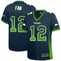 Wholesale Cheap Nike Seahawks #12 Fan Steel Blue Team Color Women's Stitched NFL Elite Drift Fashion Jersey