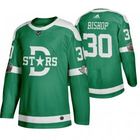Wholesale Cheap Adidas Dallas Stars #30 Ben Bishop Men\'s Green 2020 Winter Classic Retro NHL Jersey