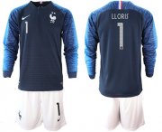 Wholesale Cheap France #1 LLORIS Home Long Sleeves Soccer Country Jersey