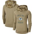 Wholesale Cheap Women's Green Bay Packers Nike Khaki 2019 Salute to Service Therma Pullover Hoodie