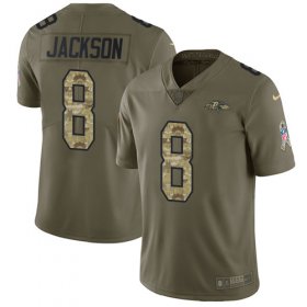 Wholesale Cheap Nike Ravens #8 Lamar Jackson Olive/Camo Men\'s Stitched NFL Limited 2017 Salute To Service Jersey