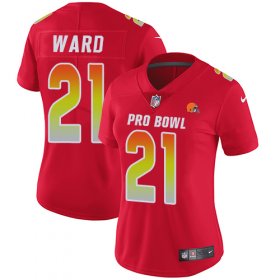 Wholesale Cheap Nike Browns #21 Denzel Ward Red Women\'s Stitched NFL Limited AFC 2019 Pro Bowl Jersey