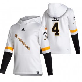 Wholesale Cheap Pittsburgh Penguins #4 Cody Ceci Adidas Reverse Retro Pullover Hoodie White