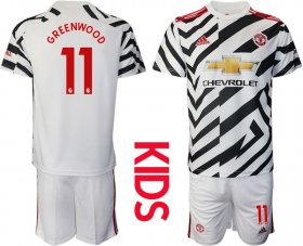 Wholesale Cheap Youth 2020-2021 club Manchester united away 11 white Soccer Jerseys