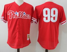Wholesale Cheap Mitchell And Ness Phillies #99 Mitch Williams Red Throwback Stitched MLB Jersey