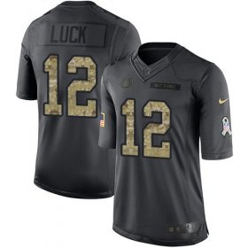 Wholesale Cheap Nike Colts #12 Andrew Luck Black Men\'s Stitched NFL Limited 2016 Salute to Service Jersey