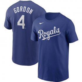 Wholesale Cheap Kansas City Royals #4 Alex Gordon Nike Name & Number T-Shirt Royal