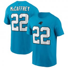Wholesale Cheap Carolina Panthers #22 Christian McCaffrey Nike Team Player Name & Number T-Shirt Blue