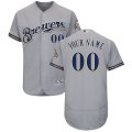 Wholesale Cheap Milwaukee Brewers Majestic Road Flex Base Authentic Collection Custom Jersey Gray