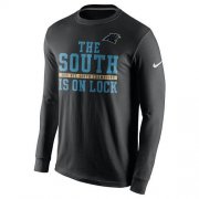 Wholesale Cheap Men's Carolina Panthers Nike Charcoal 2015 NFC South Division Champions Long Sleeves T-Shirt