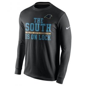 Wholesale Cheap Men\'s Carolina Panthers Nike Charcoal 2015 NFC South Division Champions Long Sleeves T-Shirt
