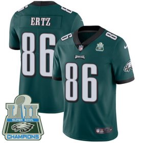 Wholesale Cheap Nike Eagles #86 Zach Ertz Midnight Green Team Color Super Bowl LII Champions Youth Stitched NFL Vapor Untouchable Limited Jersey