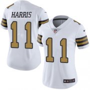 Wholesale Cheap Nike Saints #11 Deonte Harris White Women's Stitched NFL Limited Rush Jersey