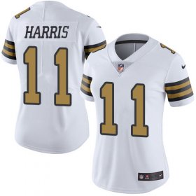 Wholesale Cheap Nike Saints #11 Deonte Harris White Women\'s Stitched NFL Limited Rush Jersey