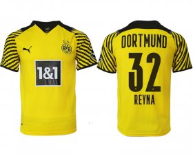 Wholesale Cheap Men 2021-2022 Club Borussia Dortmund home yellow aaa version 32 Soccer Jersey