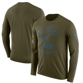 Wholesale Cheap Men\'s Detroit Lions Nike Olive Salute to Service Sideline Legend Performance Long Sleeve T-Shirt