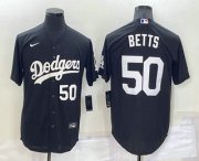 Wholesale Cheap Men's Los Angeles Dodgers #50 Mookie Betts Number Black Turn Back The Clock Stitched Cool Base Jersey