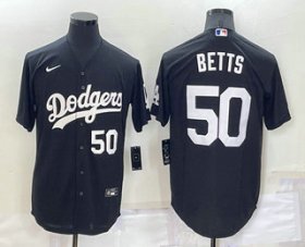 Wholesale Cheap Men\'s Los Angeles Dodgers #50 Mookie Betts Number Black Turn Back The Clock Stitched Cool Base Jersey