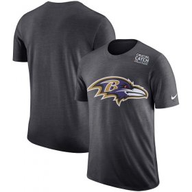 Wholesale Cheap NFL Men\'s Baltimore Ravens Nike Anthracite Crucial Catch Tri-Blend Performance T-Shirt