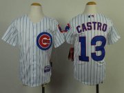 Wholesale Cheap Cubs #13 Starlin Castro White(Blue Strip) Cool Base Stitched Youth MLB Jersey