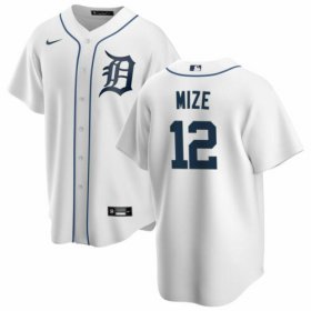 Wholesale Cheap Men\'s Detroit Tigers #12 Casey Mize Majestic White Home Cool Base Player Jersey