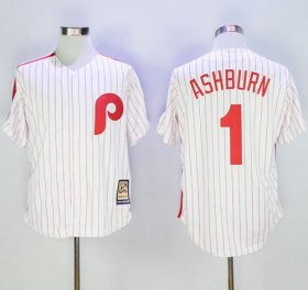 Wholesale Cheap Mitchell And Ness Phillies #1 Richie Ashburn White Strip Throwback Stitched MLB Jersey