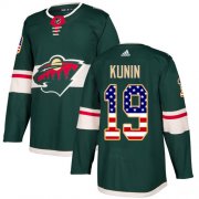 Wholesale Cheap Adidas Wild #19 Luke Kunin Green Home Authentic USA Flag Stitched NHL Jersey