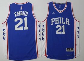 Wholesale Cheap Men\'s Philadelphia 76ers #21 Joel Embiid NEW Blue Stitched NBA Adidas Revolution 30 Swingman Jersey