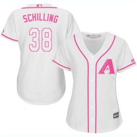 Wholesale Cheap Diamondbacks #38 Curt Schilling White/Pink Fashion Women\'s Stitched MLB Jersey
