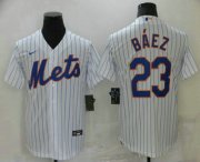Wholesale Cheap Men's New York Mets #23 Javier Baez White Stitched MLB Cool Base Nike Jersey
