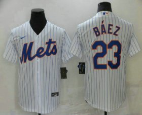 Wholesale Cheap Men\'s New York Mets #23 Javier Baez White Stitched MLB Cool Base Nike Jersey