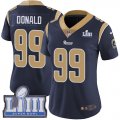 Wholesale Cheap Nike Rams #99 Aaron Donald Navy Blue Team Color Super Bowl LIII Bound Women's Stitched NFL Vapor Untouchable Limited Jersey