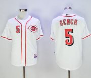 Wholesale Cheap Reds #5 Johnny Bench White Cool Base Stitched MLB Jersey