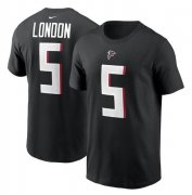 Wholesale Cheap Men's Atlanta Falcons #5 Drake London 2022 Black NFL Draft First Round Pick Player Name & Number T-Shirt