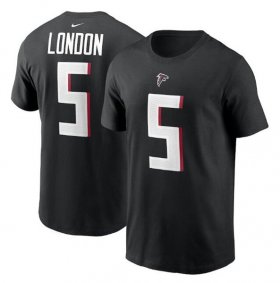 Wholesale Cheap Men\'s Atlanta Falcons #5 Drake London 2022 Black NFL Draft First Round Pick Player Name & Number T-Shirt