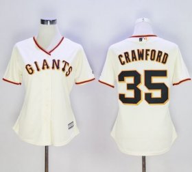 Wholesale Cheap Giants #35 Brandon Crawford Cream Home Women\'s Stitched MLB Jersey