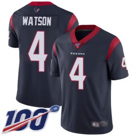 Wholesale Cheap Nike Texans #4 Deshaun Watson Navy Blue Team Color Men\'s Stitched NFL 100th Season Vapor Limited Jersey