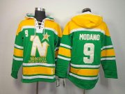 Wholesale Cheap Stars #9 Mike Modano Green Sawyer Hooded Sweatshirt Stitched NHL Jersey