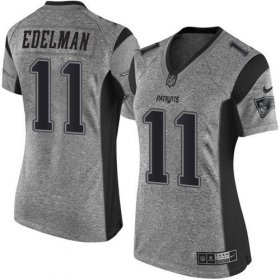 Wholesale Cheap Nike Patriots #11 Julian Edelman Gray Women\'s Stitched NFL Limited Gridiron Gray Jersey
