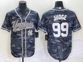 Wholesale Cheap Men\'s New York Yankees #99 Aaron Judge Grey Camo Cool Base With Patch Stitched Baseball Jersey1