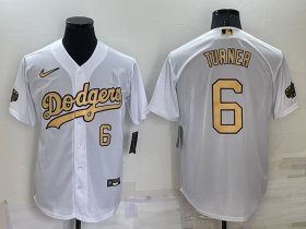 Wholesale Men\'s Los Angeles Dodgers #6 Trea Turner Number White 2022 All Star Stitched Cool Base Nike Jersey
