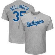Wholesale Cheap Los Angeles Dodgers #35 Cody Bellinger Majestic Name & Number T-Shirt Gray