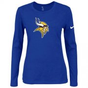 Wholesale Cheap Women's Nike Minnesota Vikings Of The City Long Sleeve Tri-Blend NFL T-Shirt Blue