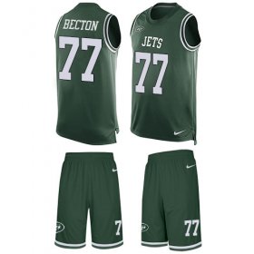 Wholesale Cheap Nike Jets #77 Mekhi Becton Green Team Color Men\'s Stitched NFL Limited Tank Top Suit Jersey