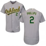 Wholesale Cheap Athletics #2 Tony Phillips Grey Flexbase Authentic Collection Stitched MLB Jersey